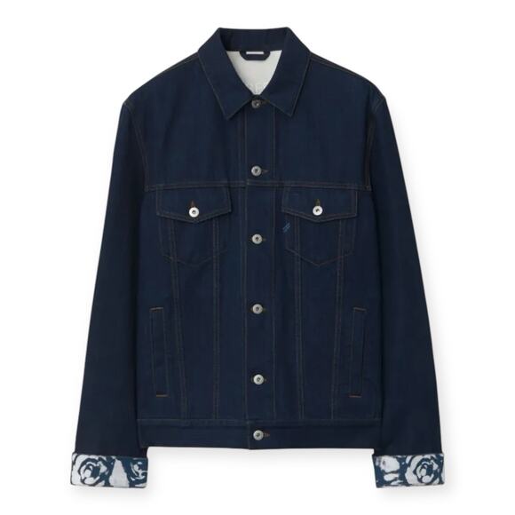 Mens London Navy Blue Denim Flocked Jacket XL $ 1790 Msrp - Picture 1 of 16